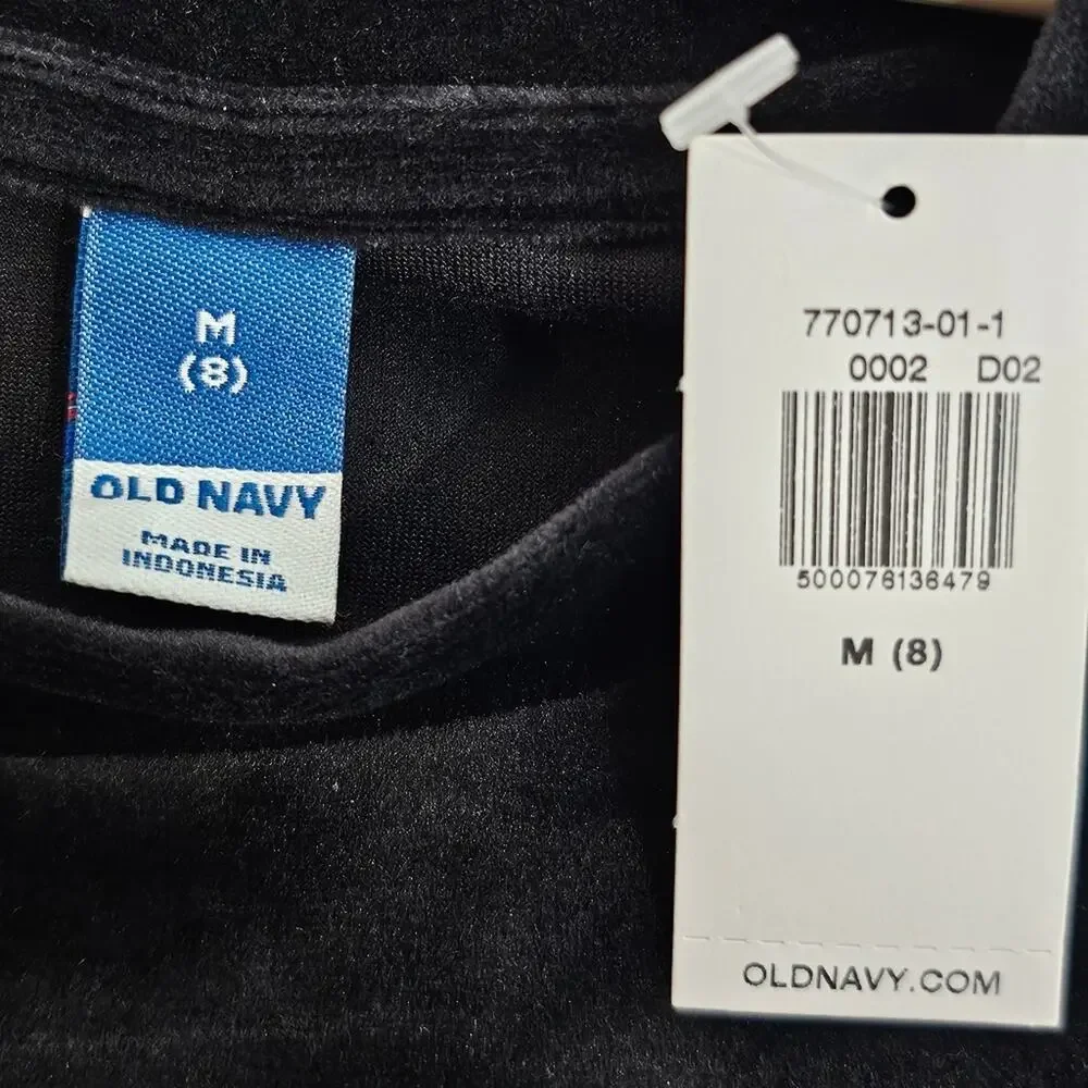 Old Navy Long Sleeve Crushed Velvet Black Elastic Waist and Wrist Girls 8 (M)